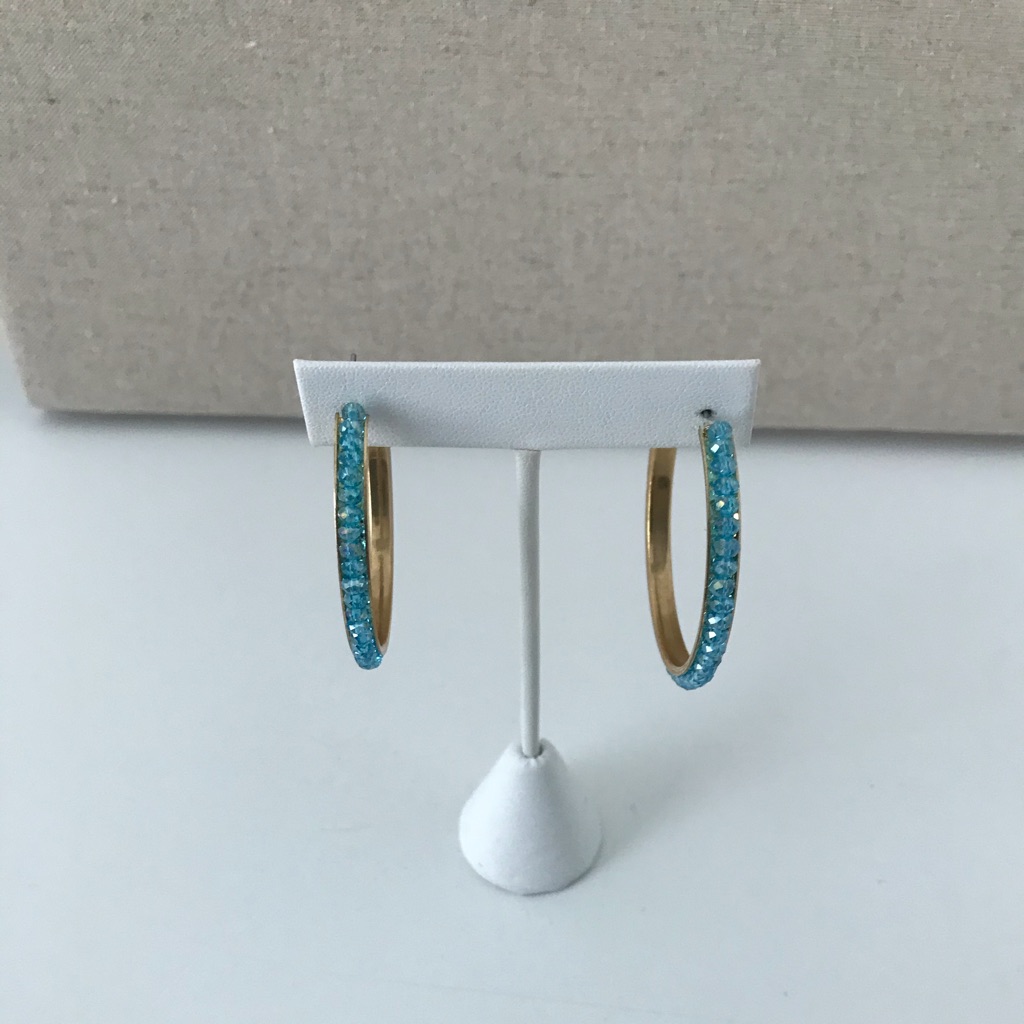 New Turquoise Crystal Hoops